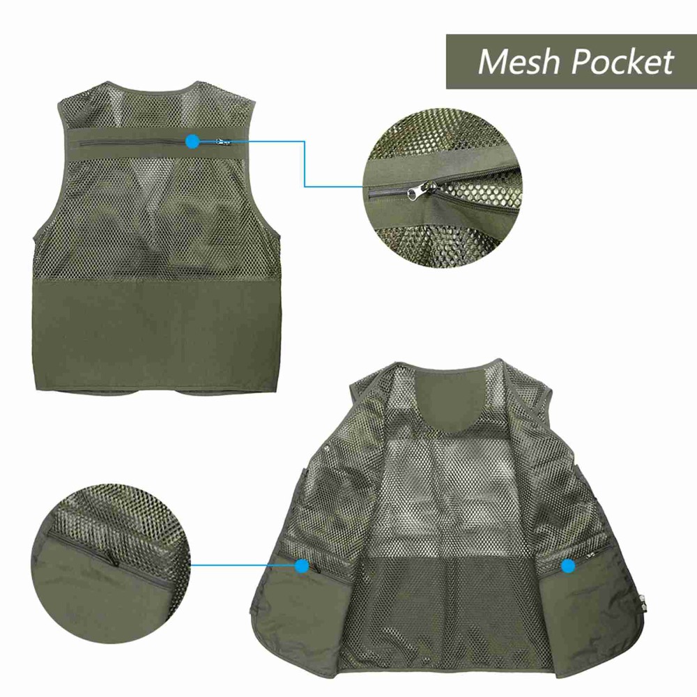 Fishing Vest - 내구성이 뛰어난 16포켓 낚시 조끼, 가볍고